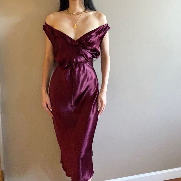 Vintage y2k satin midi dress purple - Picture 3 of 8
